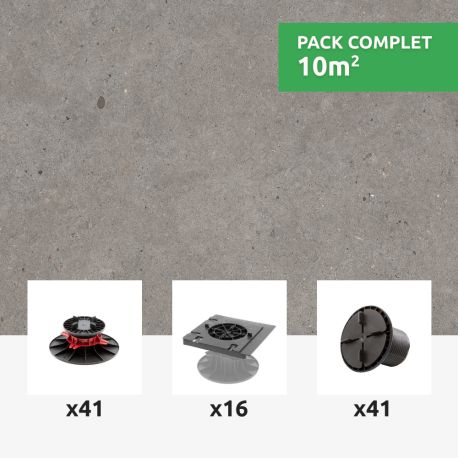 Kit pour terrasse en carrelage 10m2 - Gris Catalan 80x80 - EY04 - Mirage