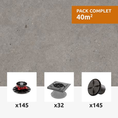 Kit pour terrasse en carrelage 40m2 - Gris Catalan 80x80 - EY04 - Mirage