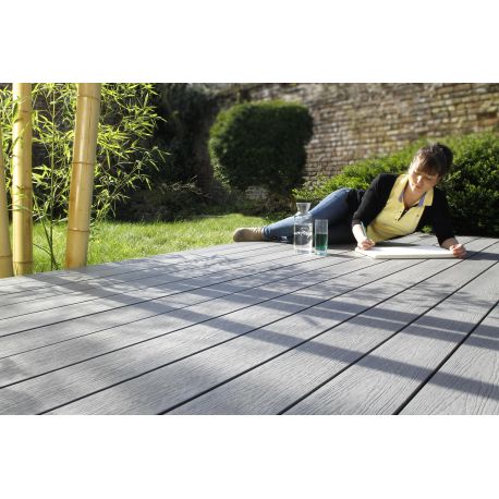 LAME DE TERRASSE COMPOSITE- SECTION 23X138MM - LONGUEUR 4ML LIGHT GREY