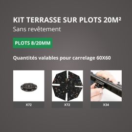 Terrasse carrelage en kit 20m² plots Jouplast - sans profilé