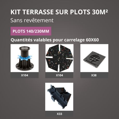 Terrasse carrelage en kit 30m² plots Jouplast - sans profilé