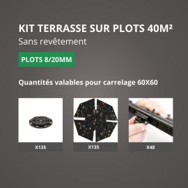 Terrasse carrelage en kit 40m² plots Jouplast - sans profilé