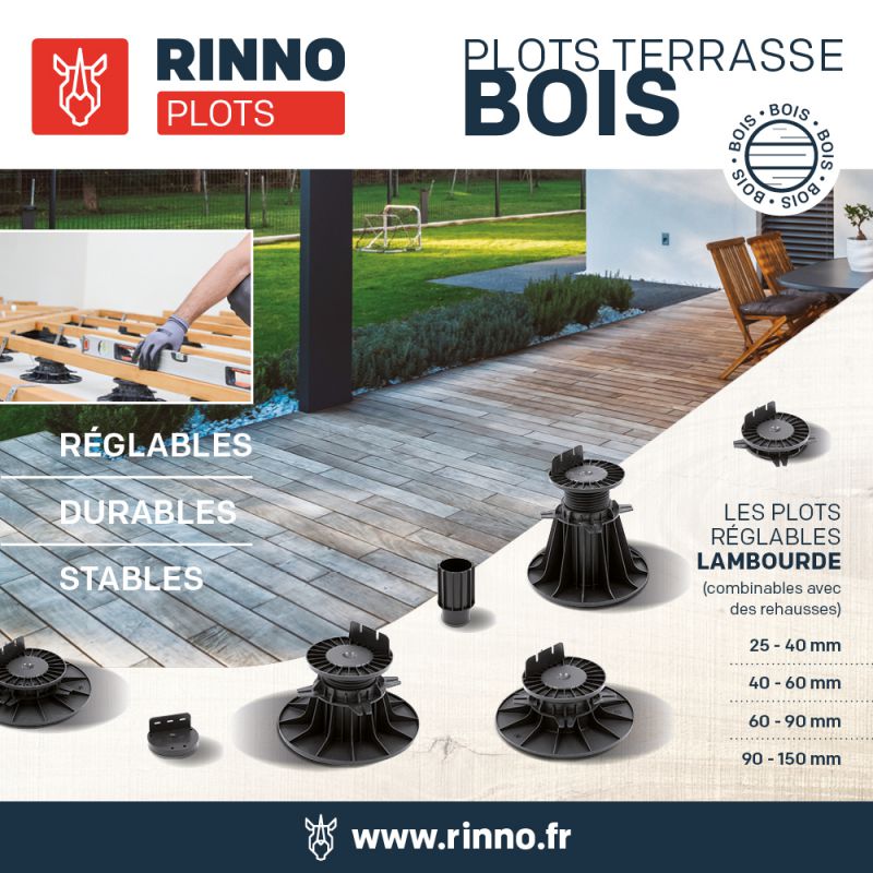 Plot Terrasse Réglable 60 90 Mm Bois Et Composite Rinno